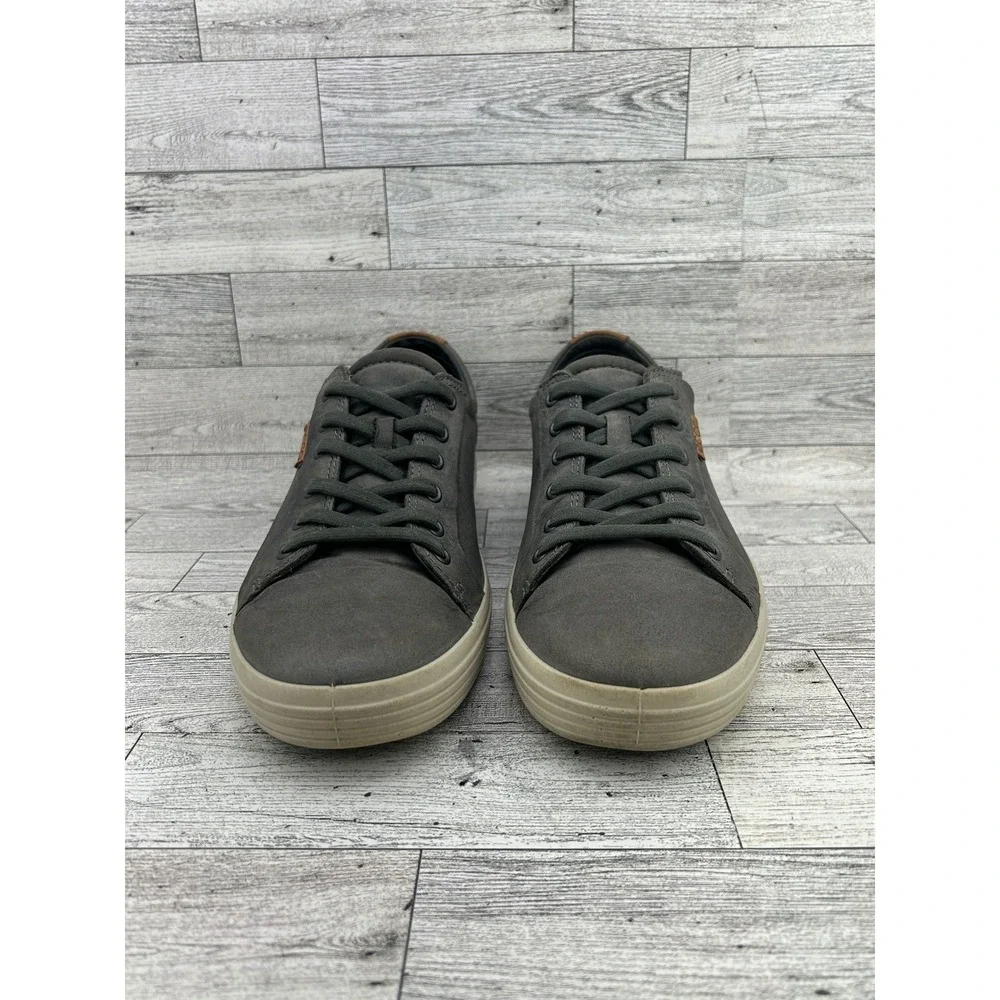Ecco Soft 7 Sneakers Gray Leather Lace Up Casual‎ Walking Shoes